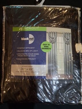 Anastasia Black Blackout Waterfall Valance